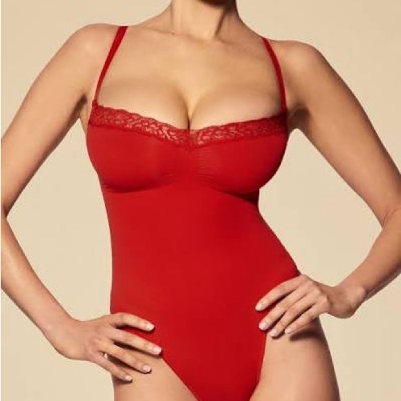 SKIMS sculpt red lace bodysuit NWOT - Picture 2 of 5